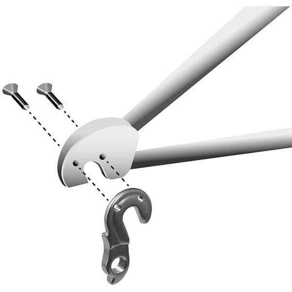 M Part gear hanger for bikes, durable replacement component compatible with various bike brands, shown on a bicycle part.