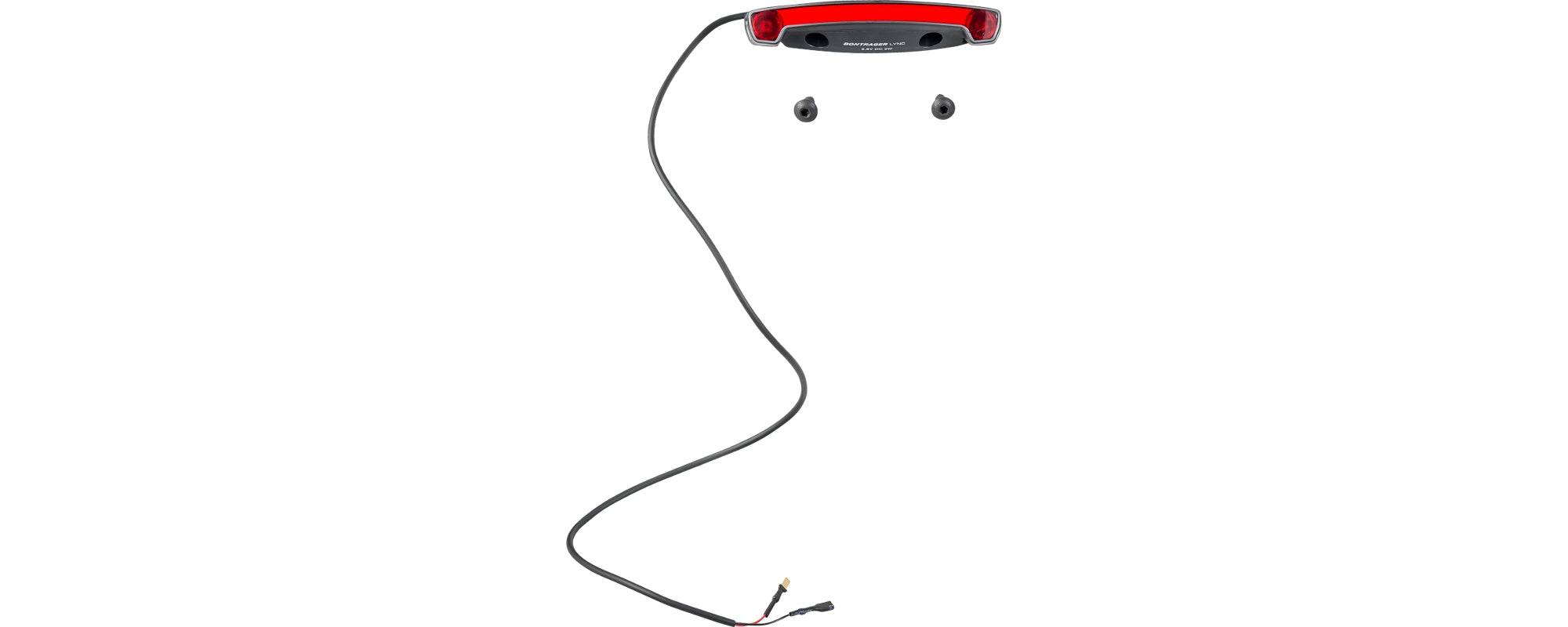 Trek Bontrager Lync Flare saddle mount rear light in red and black for e-bikes, featuring Focus-Beam illumination.