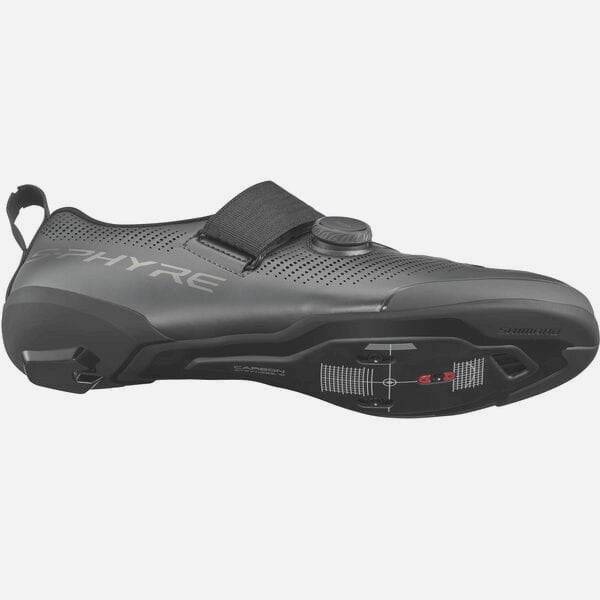 Shimano S-PHYRE TR9 triathlon road shoes with BOA Li2 dial, black lightweight cycling footwear with secure closure system