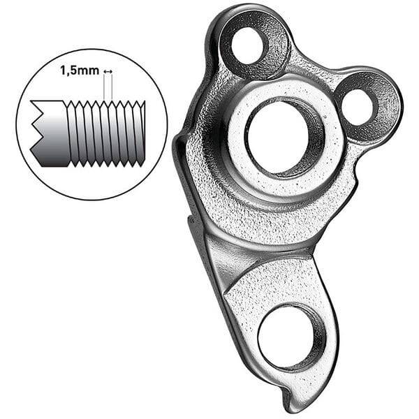 M Part gear hanger direct mount M12 1.5 for bike frame protection, showing the durable metal component attached to a bicycle frame.