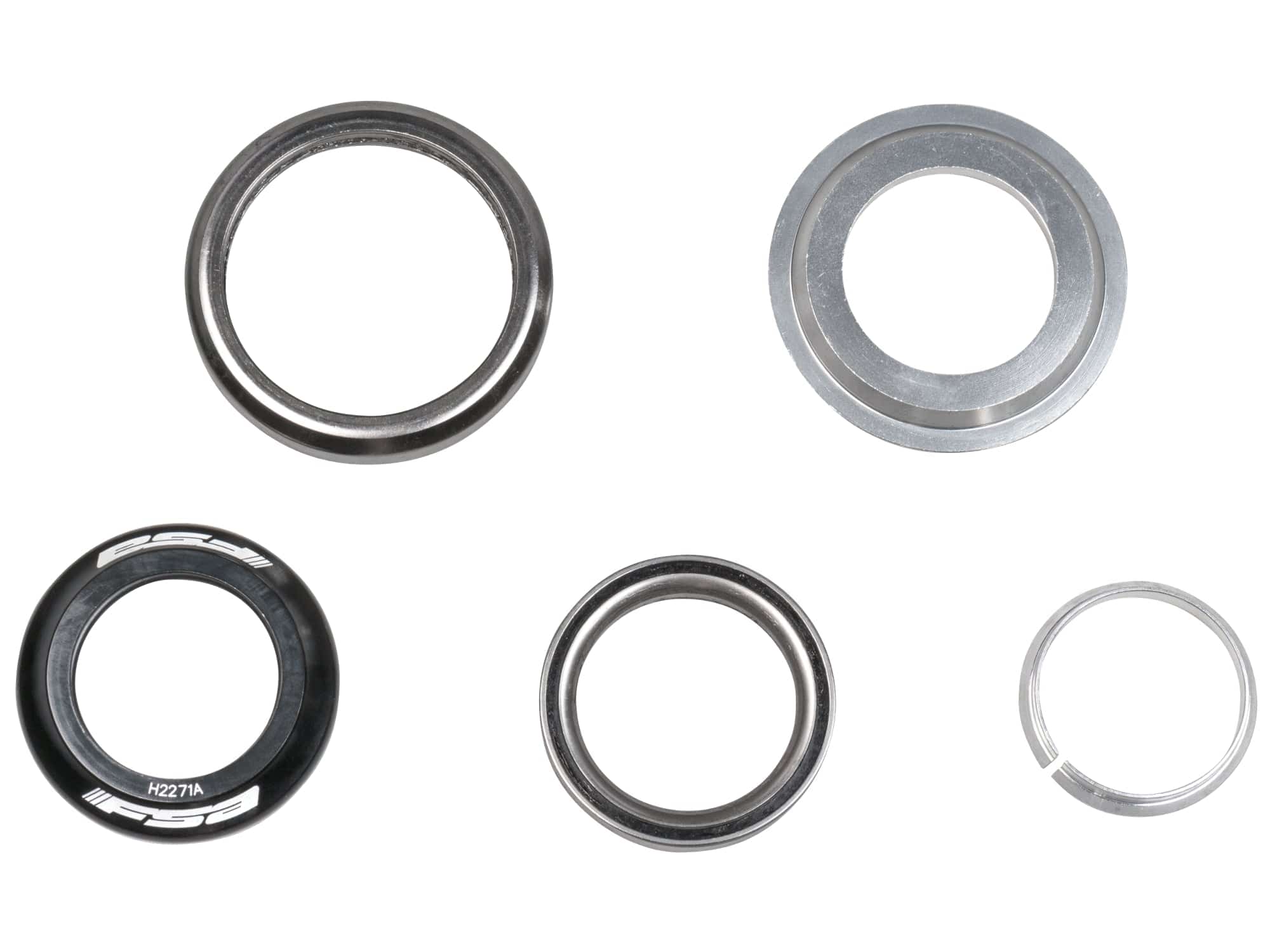 Trek E2 Tapered Steer Integrated Headset with reducer, black, for bicycle handlebars and steering components.