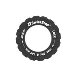 SwissStop Centre Lock lockring for 160mm black bike brake rotor, secure component for bike braking system.