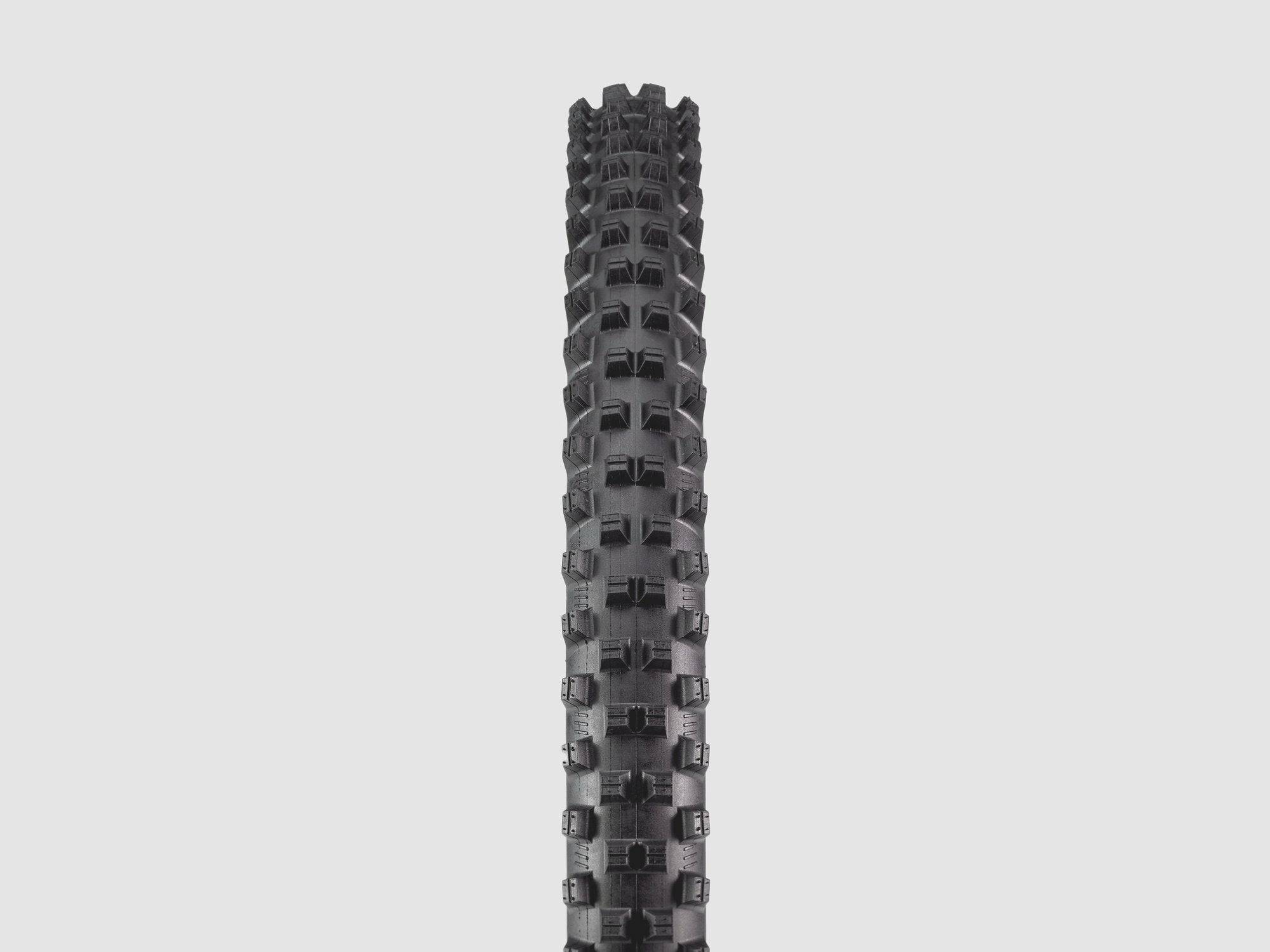 Bontrager G-Spike Team Issue MTB tire, 27.5-inch by 2.4-inch black downhill trail tire with knobby tread for mountain biking.