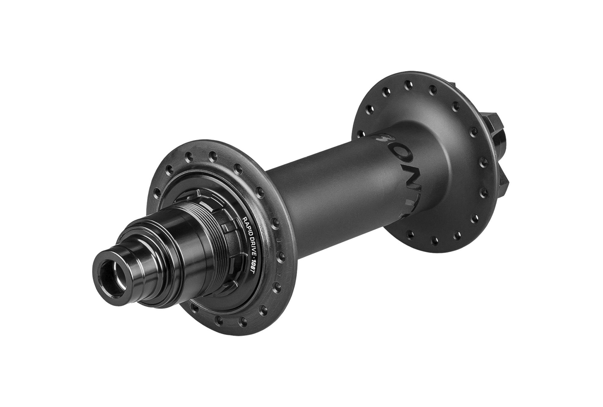 Bontrager Rapid Drive 108 fat rear hub for 197mm OLD, compatible with Shimano and SRAM XD mountain bike components.