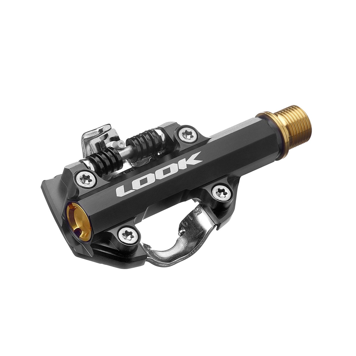 Look X-One-G Ti gravel racing pedals with SPD compatibility and adjustable tension, featuring lightweight titanium construction.