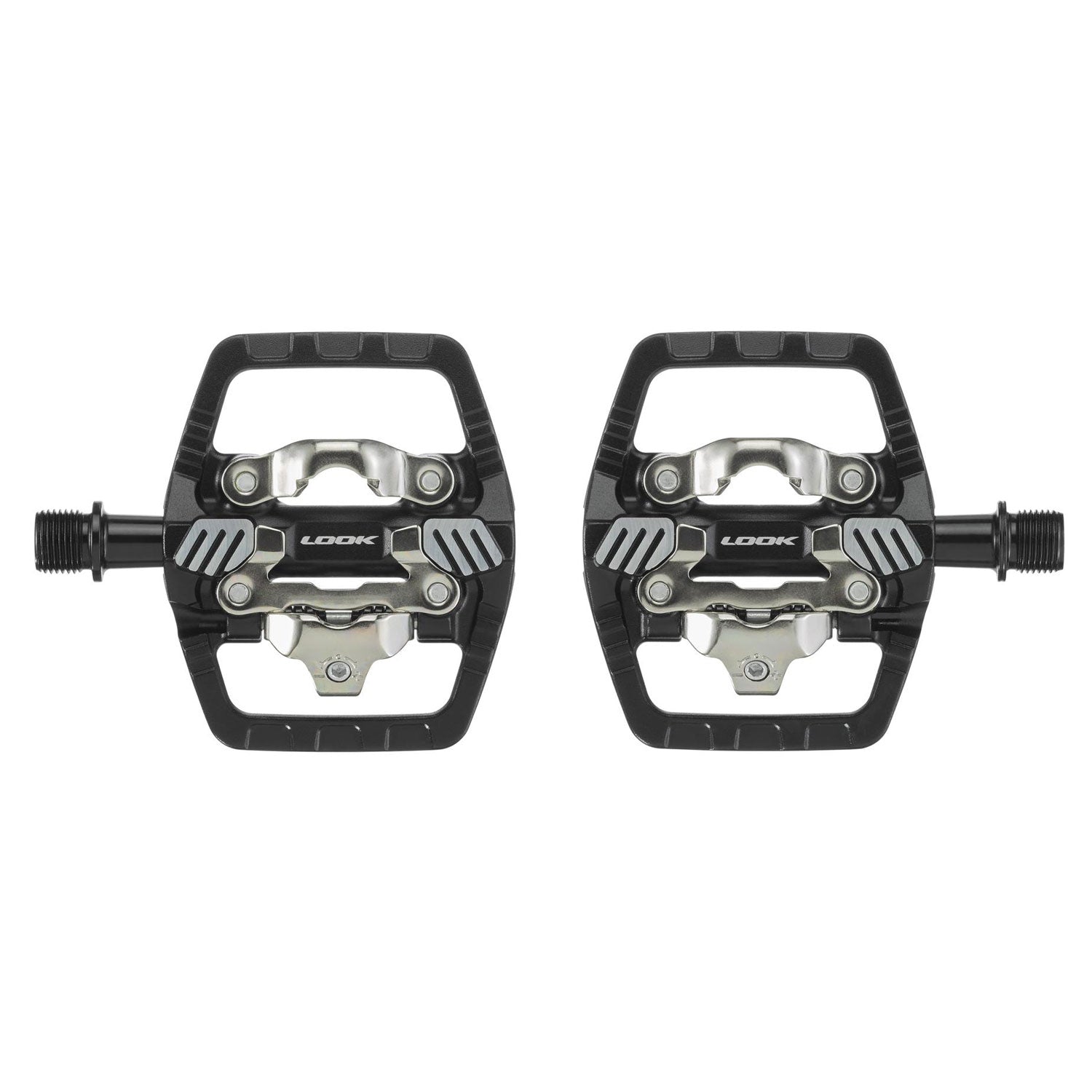 Look X-Venture Plus dual-sided pedals with SPD clipless and flat platform, designed for versatile cycling performance.