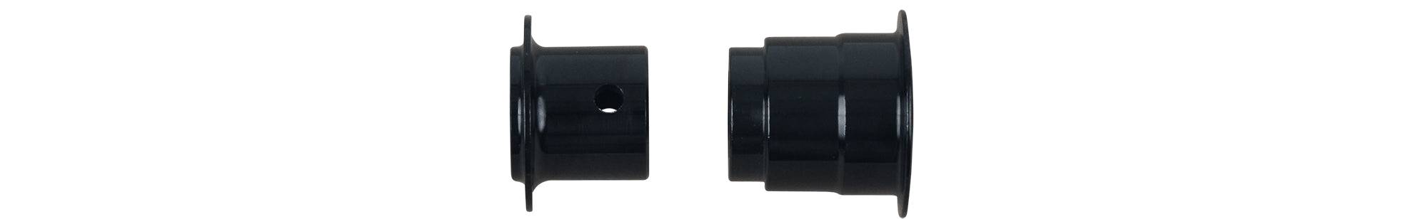 Black Bontrager Mustang Pro 12mm axle end cap for 142/148mm MTB wheels, suitable for front and rear bike components.