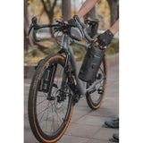 Topeak Fork Drybag 4L weatherproof bikepacking bag mounted on bike fork, black, designed for Versacage mount.