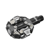 Look X-Track MTB pedals in dark grey, SPD-compatible off-road bike pedals with cleats and durable design for mountain biking.