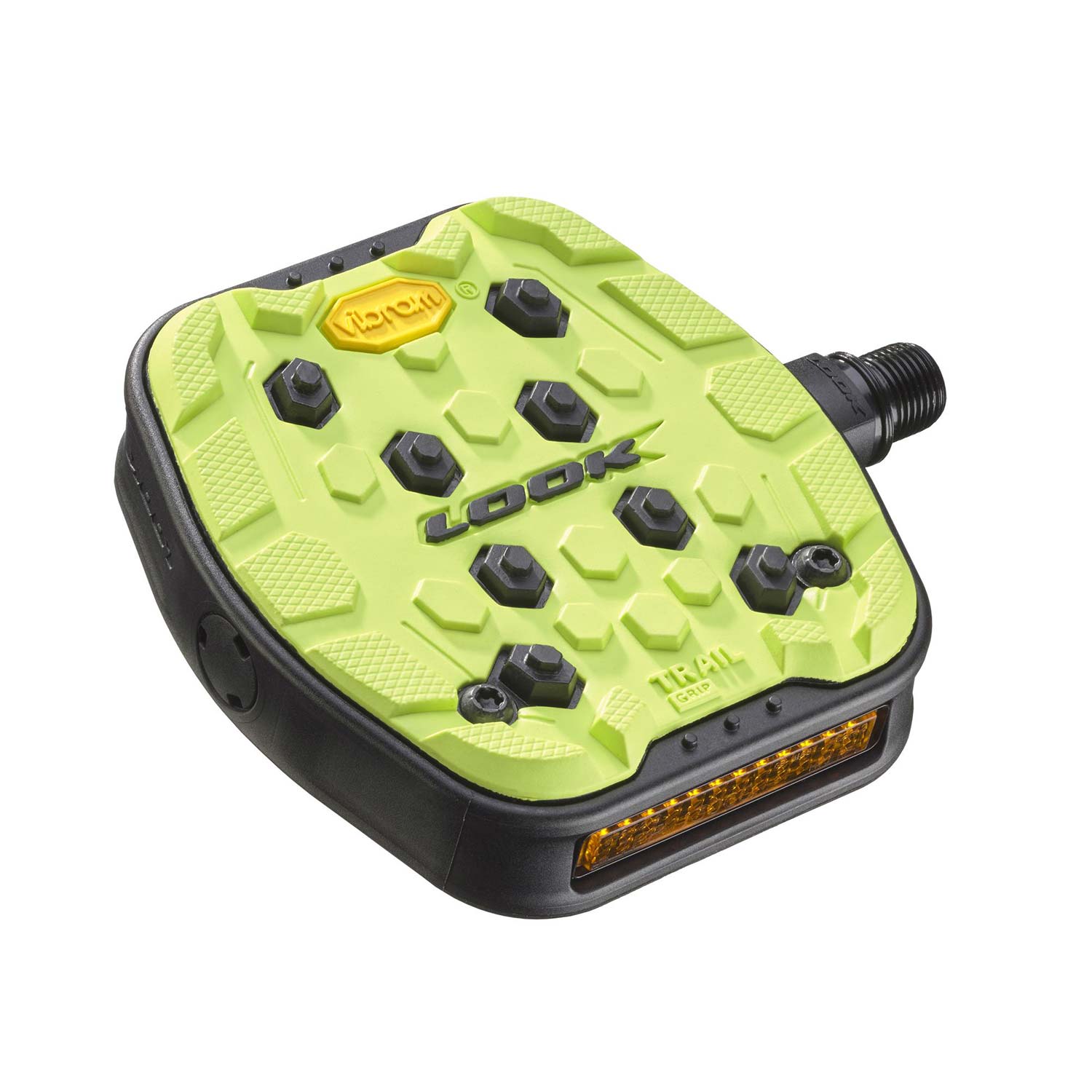 Look Trail Grip Flat Pedals with Activ Grip by Vibram for mountain biking, featuring textured platform and durable design.