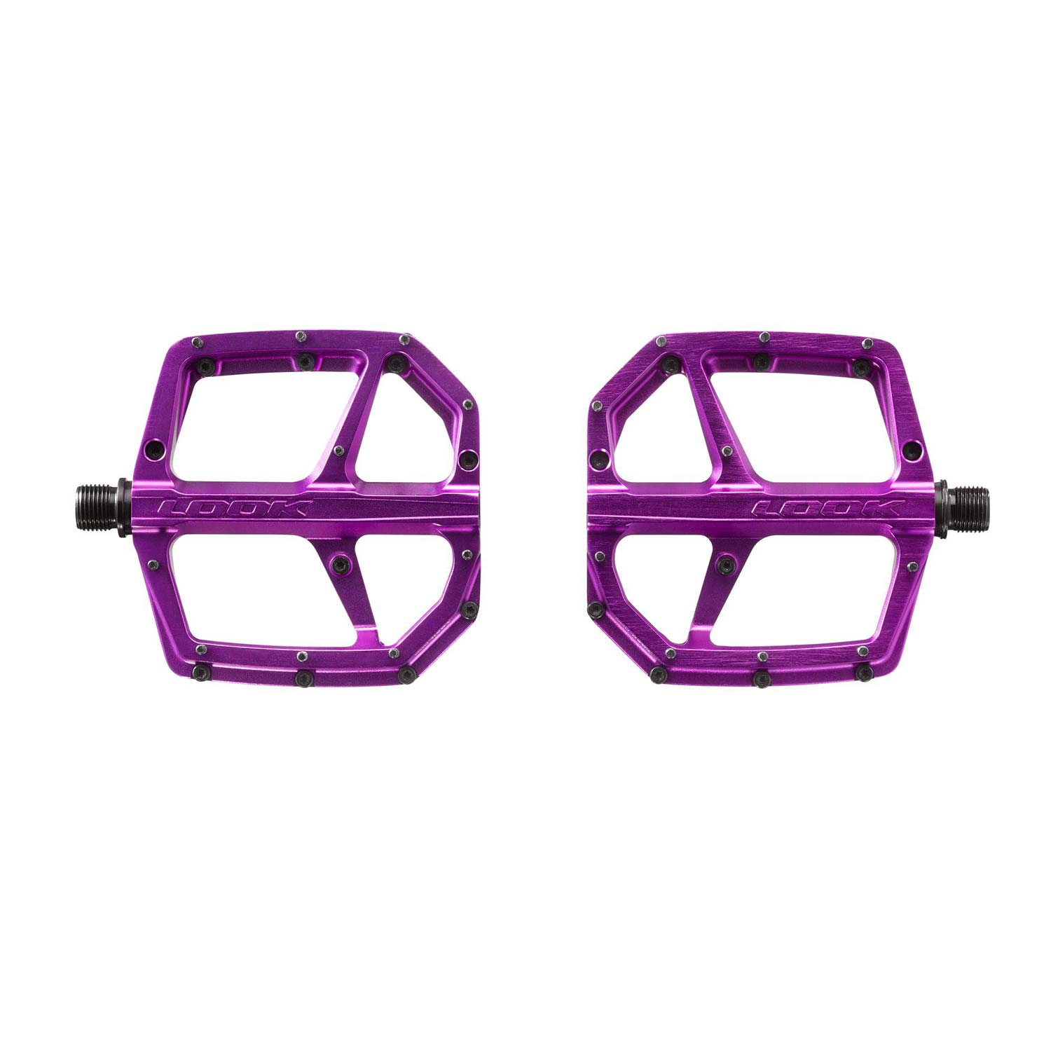 Look Trail Roc Plus flat mountain biking pedals with adjustable pins, durable components for mountain biking.
