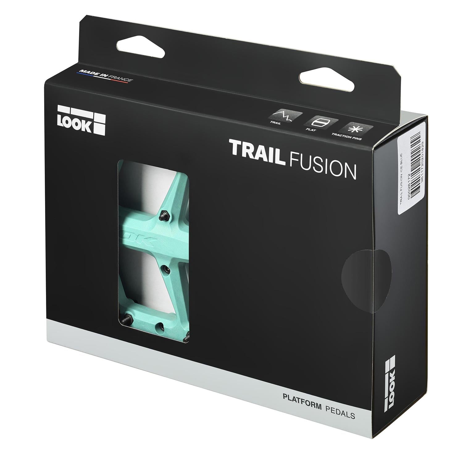 Look Trail Fusion flat pedals for mountain bikes with replaceable pins, durable components designed for off-road cycling.