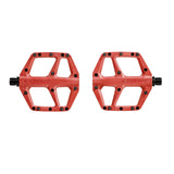Look Trail Fusion Flat Mountain Bike Pedals with replaceable pins in red, showcasing their durable design and rugged platform.