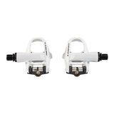 Look KEo 2 Max white road bike pedals with adjustable tension system, featuring durable components and sleek design.