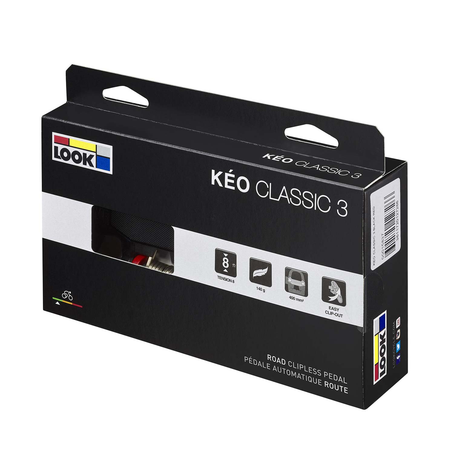 Look Keo Classic 3 road cycling pedals with wide platform and adjustable tension, designed for high-performance cycling.