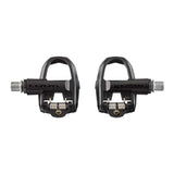 Look KEo Classic 3 Plus road bike pedals with adjustable tension and stainless steel platform, shown on a bike component image.