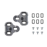 Look Keo Grip cleats with Silent Float technology for cycling, showing the textured surface and mounting hardware.