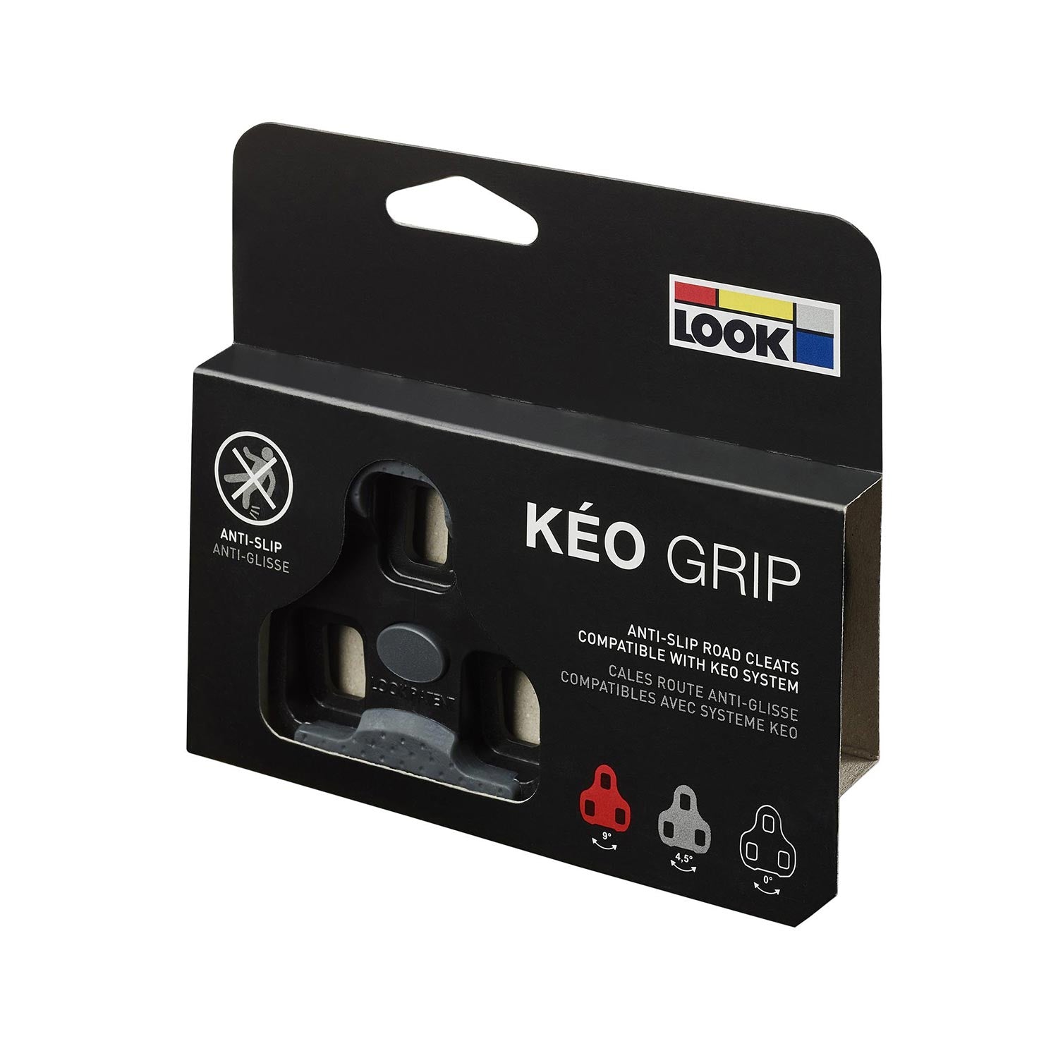 Look Keo Grip Cleats with Silent Float Technology for cycling, featuring durable components and enhanced grip for improved performance.