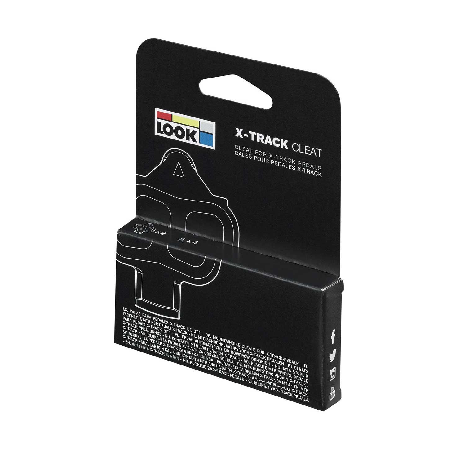 Look Cleat X-Track Classic component for cycling shoes, shown in black with metal attaching points.