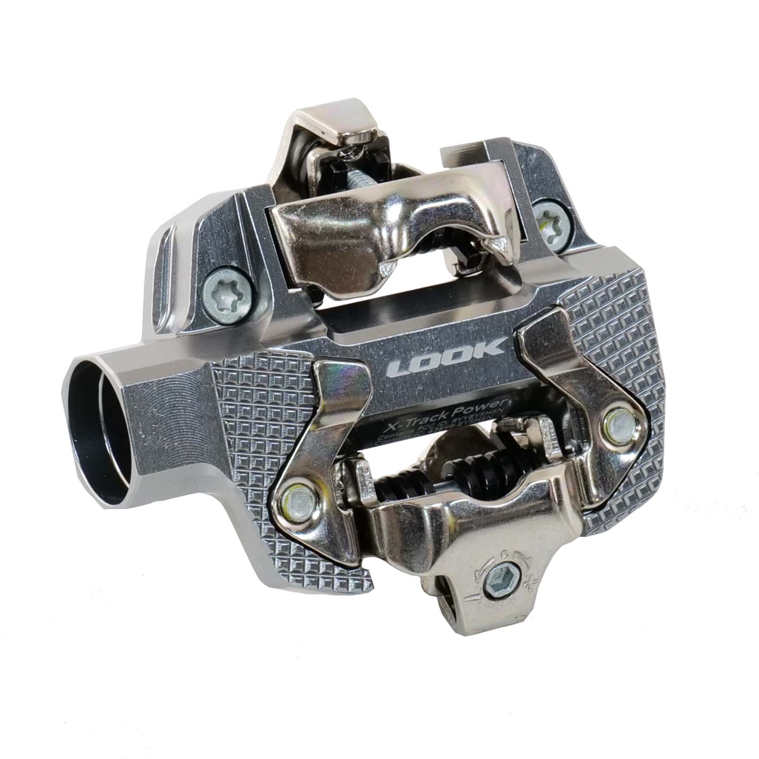 Look X-Track Power spare body replacement for SPD MTB and gravel pedals, showing the left and right pedal components.