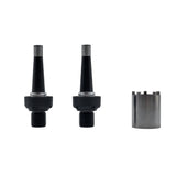 Look Keo Blade Chromo axle kit with ceramic bearings and installation tool, black bicycle pedal components in close-up.