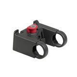 Rixen-Kaul KLICKfix security clamp with integrated lock for securing bike baskets and bags to bicycle handlebars.