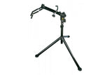 Topeak Prepstand Max bike repair stand with adjustable clamp, foldable design, black color, and sturdy construction for bike maintenance.