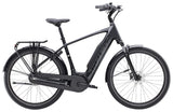 Trek District+ 3 2025 electric hybrid bike for urban commuting and leisure rides, shown with sleek frame and comfortable design.