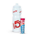 High5 750ml drinks bottle with berry-flavored electrolyte tabs, reusable sports accessory for hydration and electrolyte replenishment.