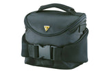 Topeak Tourguide Compact Bar Bag in black with QuickClick bracket and rain cover, designed for bike accessories.