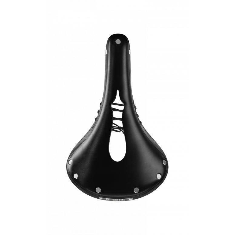 Brooks B17 Carved Saddle with cut-out design for pressure relief and comfort, showcasing a classic leather bicycle seat.