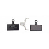 Jagwire Pro Extreme Sintered Disc Brake Pads for Shimano and RideRever bicycle braking systems, showing the pads and mounting hardware.