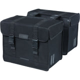 Basil Kavan Eco Classic 68L black double pannier bag with rain cover for bike storage and commuting.