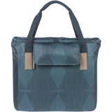 Basil Elegance Bicycle Shopper Bag in estate blue with hook-on system, 20-26L, showing side view of waterproof accessories bag