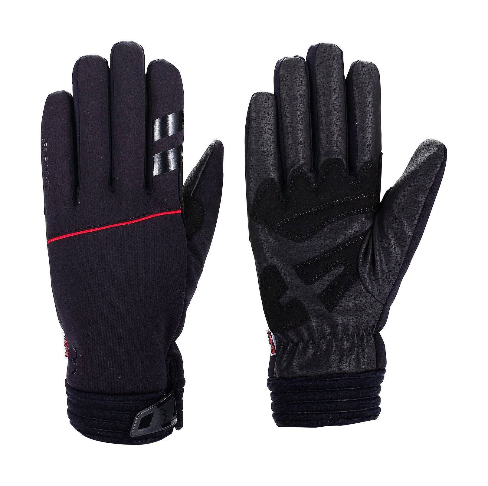 Black BBB BWG-22 ColdShield winter gloves with windproof and breathable softshell fabric, shown in size XS.
