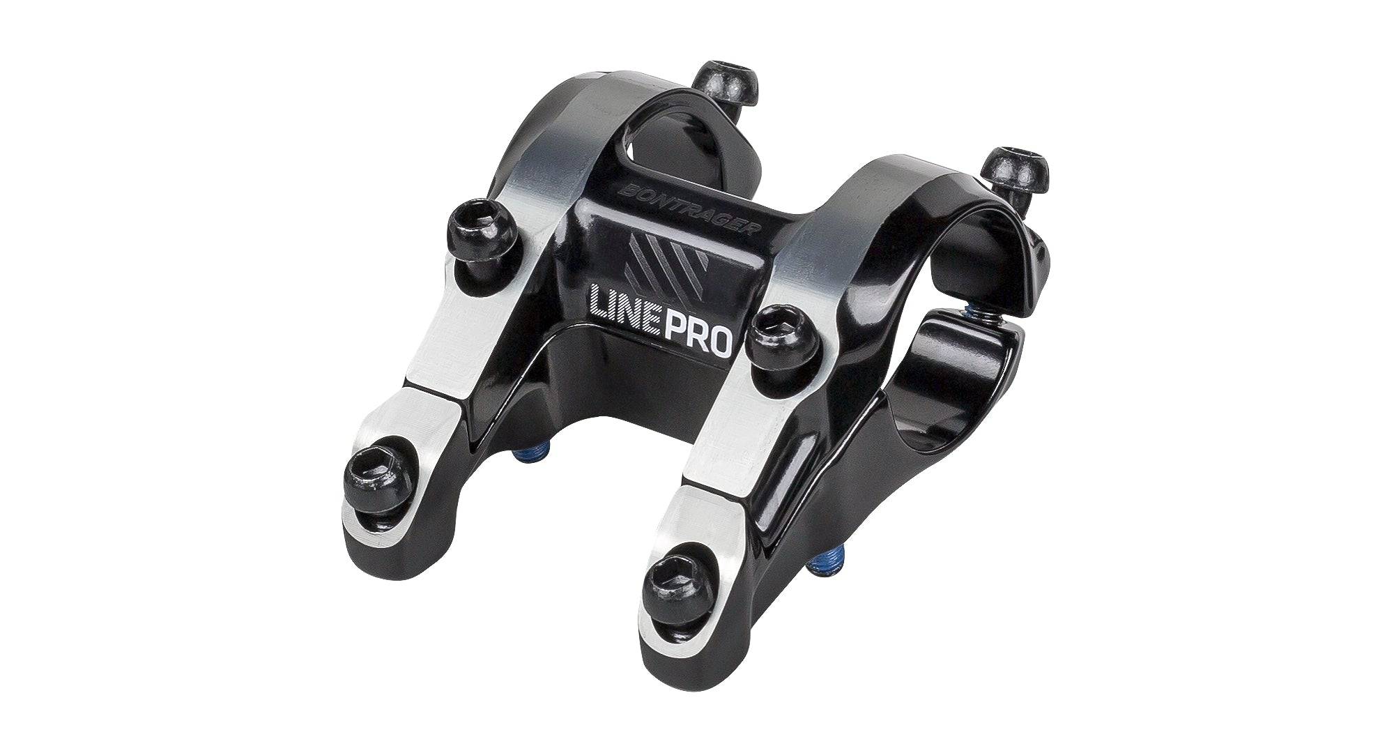 Black Bontrager Line Pro Direct Mount Stem for Trek bikes, 0° angle, 47mm length, fits 35mm handlebars, bike component.