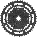 Shimano CUES CS-LG300-9 Link Glide 9-speed cassette for multi-purpose bikes and e-bikes, showing the metal gear teeth and branding.