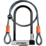Kryptonite Kryptolok Standard U-Lock with 4ft Kryptoflex cable for bike security, Sold Secure Gold rated accessory.