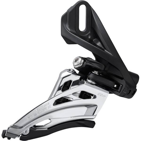 Shimano Deore FD-M5100-D 11-speed double front derailleur with side swing and direct mount for mountain bike components.