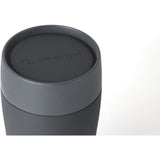 Lifeventure One Touch Thermal Mug in stainless steel with vacuum insulation, 300ml capacity, showing the mug with lid open.