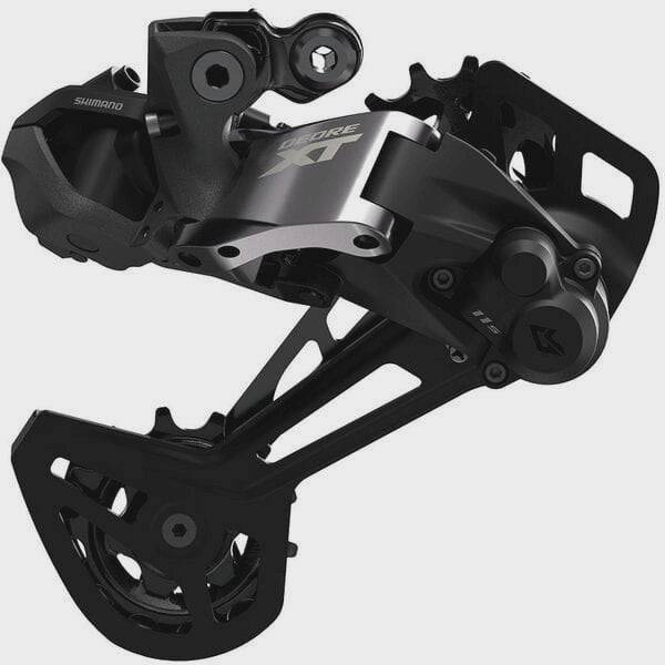 Shimano Deore XT RD-M8150 Di2 rear derailleur with long cage for 11-speed drivetrain, Shimano Deore XT components, shadow+ technology.