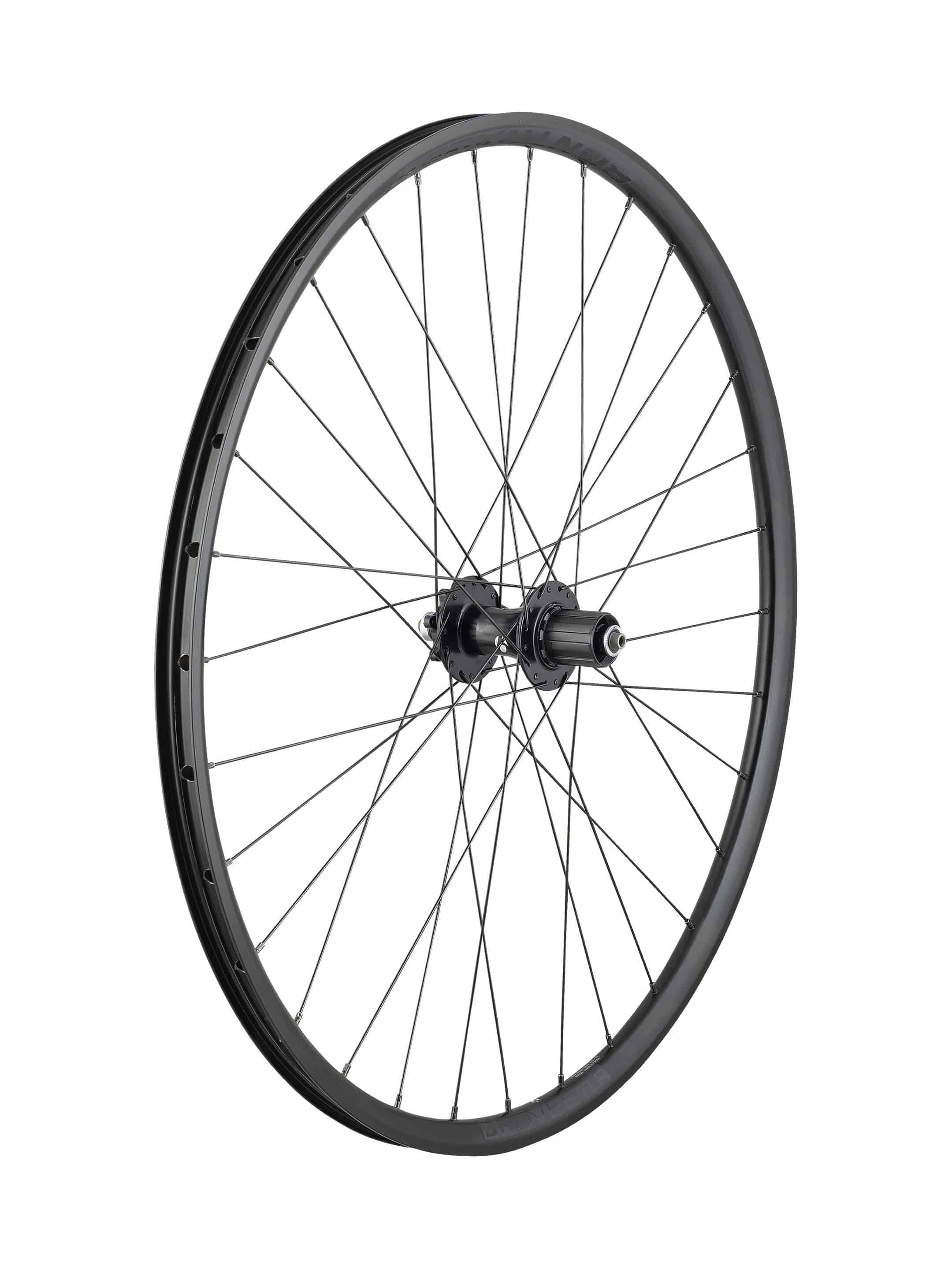 Bontrager Kovee TLR Boost 29-inch 6-bolt disc mountain bike wheels with sleek black rims and alloy spokes.