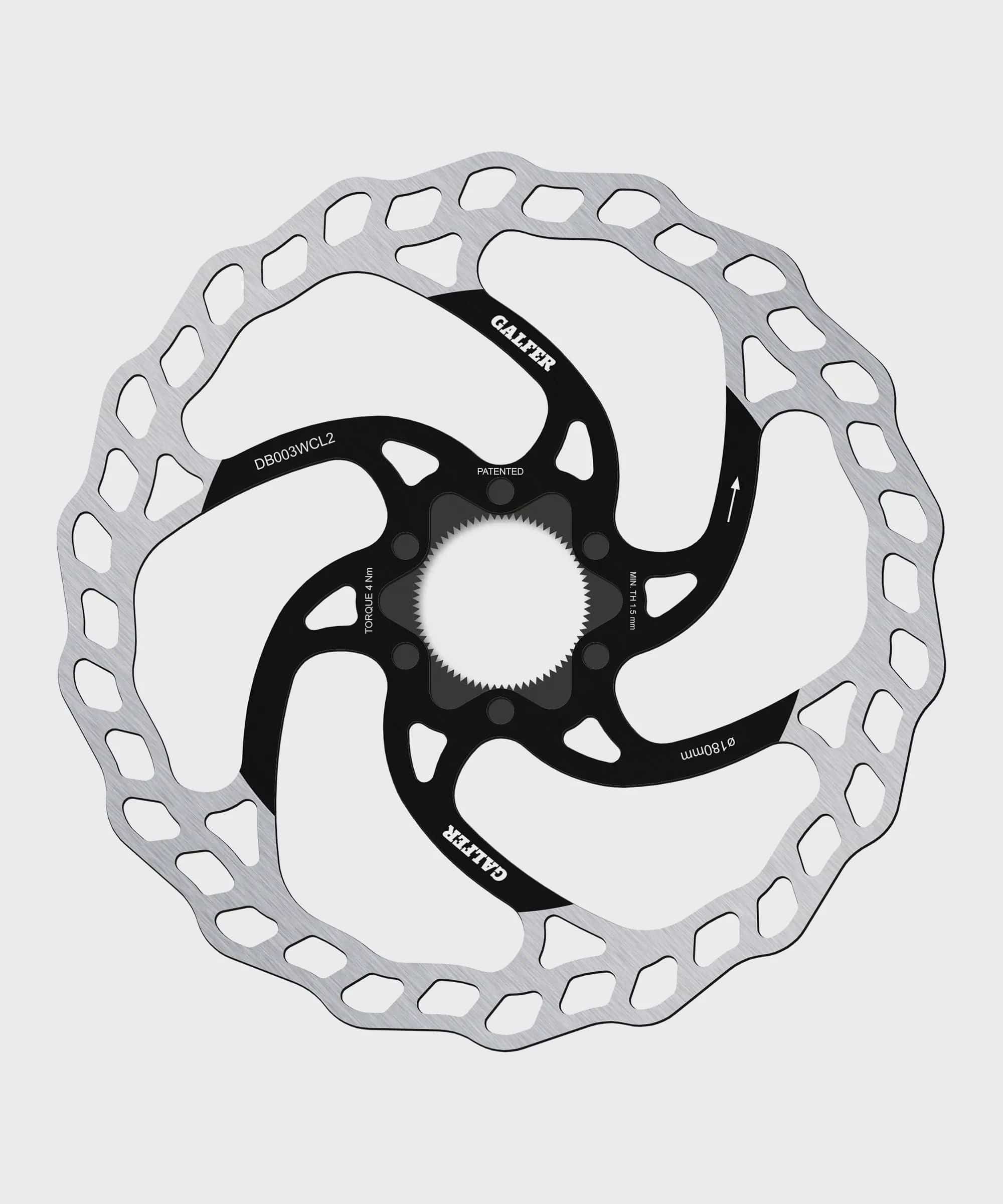 Galfer Wave 6-Bolt MTB brake disc rotor showing a high-performance bicycle disc brake component with wave design and bolt holes.