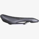 PRO MSN 1.3 Enduro Saddle with carbon-reinforced base and drainage port, designed for durable mountain biking comfort.