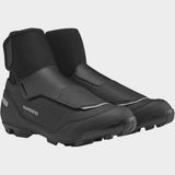 Shimano MW5 waterproof MTB cycling shoes with reflective details, warm, dry-shield design, suitable for mountain biking.