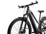 Giant Explore E+ 4 Stagger e-hybrid bike with Long-Range EnergyPak 800 battery and Aegis safety features, shown outdoors.