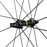 Mavic Ksyrium S QR rim brake road bike wheelset with quick release, featuring lightweight alloy rims and black spokes.