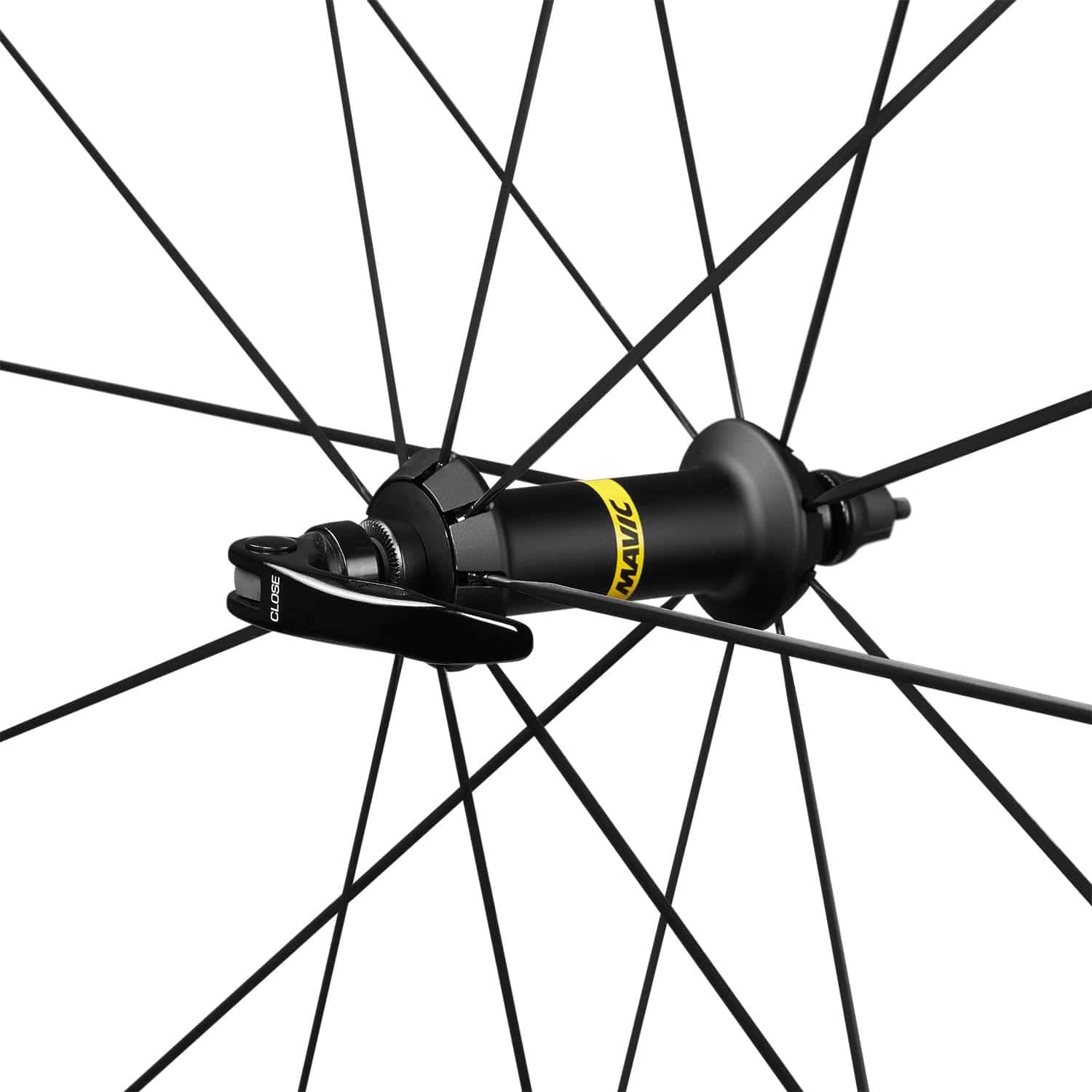 Mavic Ksyrium S QR rim brake road bike wheelset with quick release, showcasing lightweight alloy rims and spokes for performance cycling.