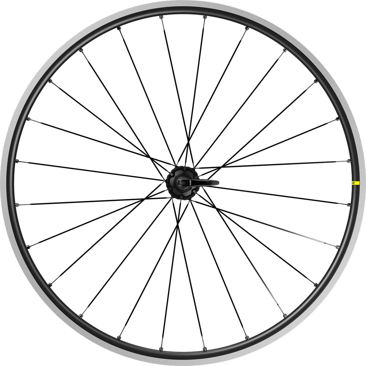 Mavic Ksyrium S QR rim brake road bike wheelset with quick release, featuring lightweight alloy rims and spokes for high performance.