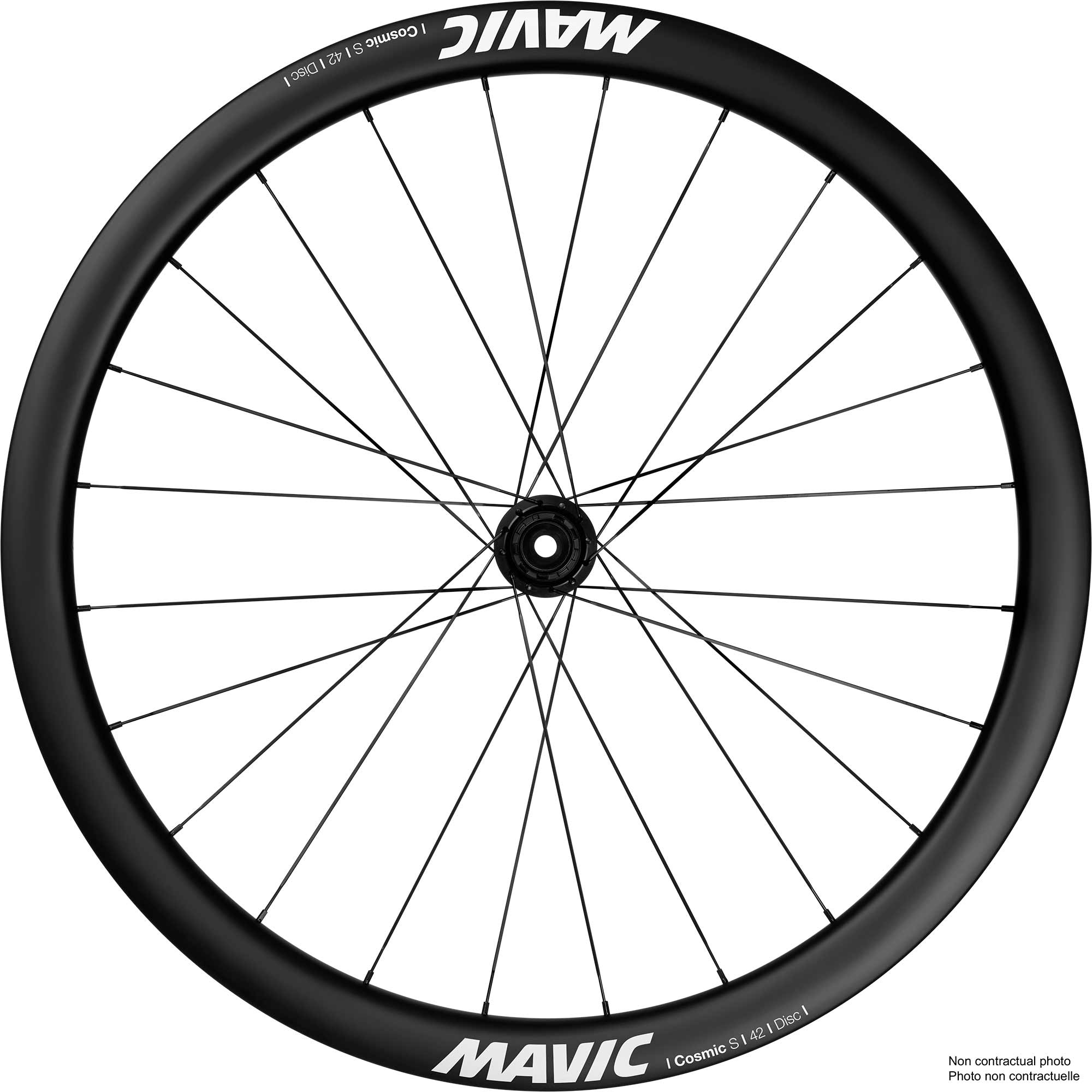 Mavic Cosmic S 42 Disc Carbon Road Wheels with UST Tubeless Technology, showing lightweight carbon rims and disc brake compatibility.